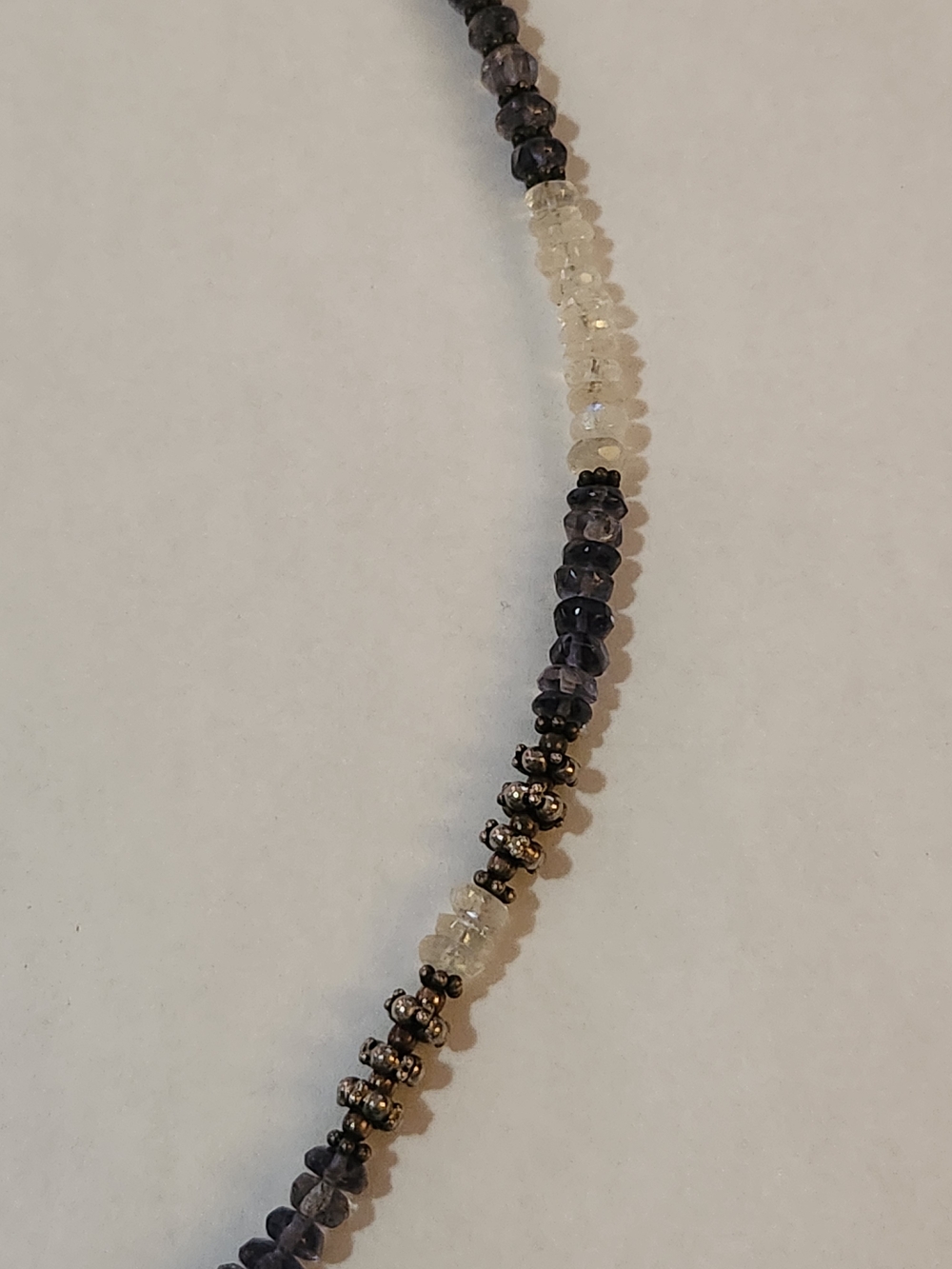 Rainbow Moonstine & Iolite Beaded Necklace with Matching Earrings - Picture 3 of 8